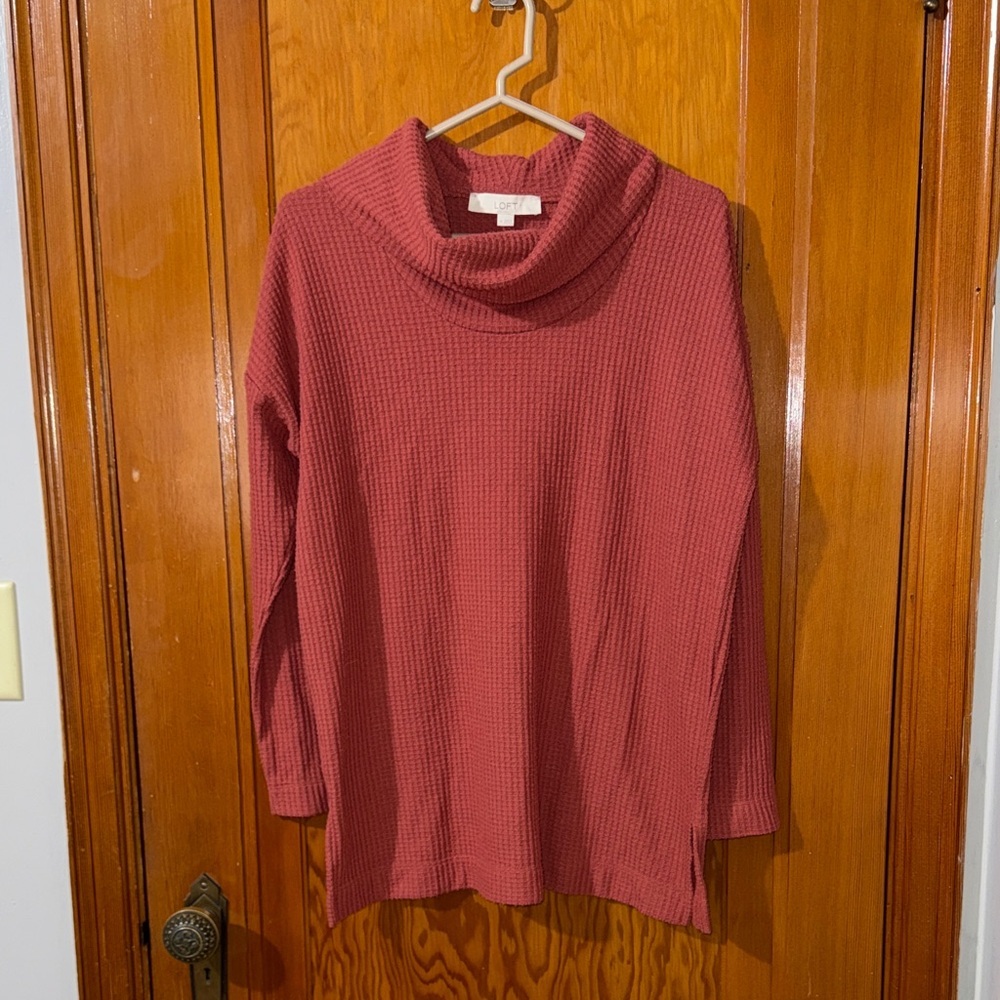 LOFT Cowl Neck Sweater - Deep Rose